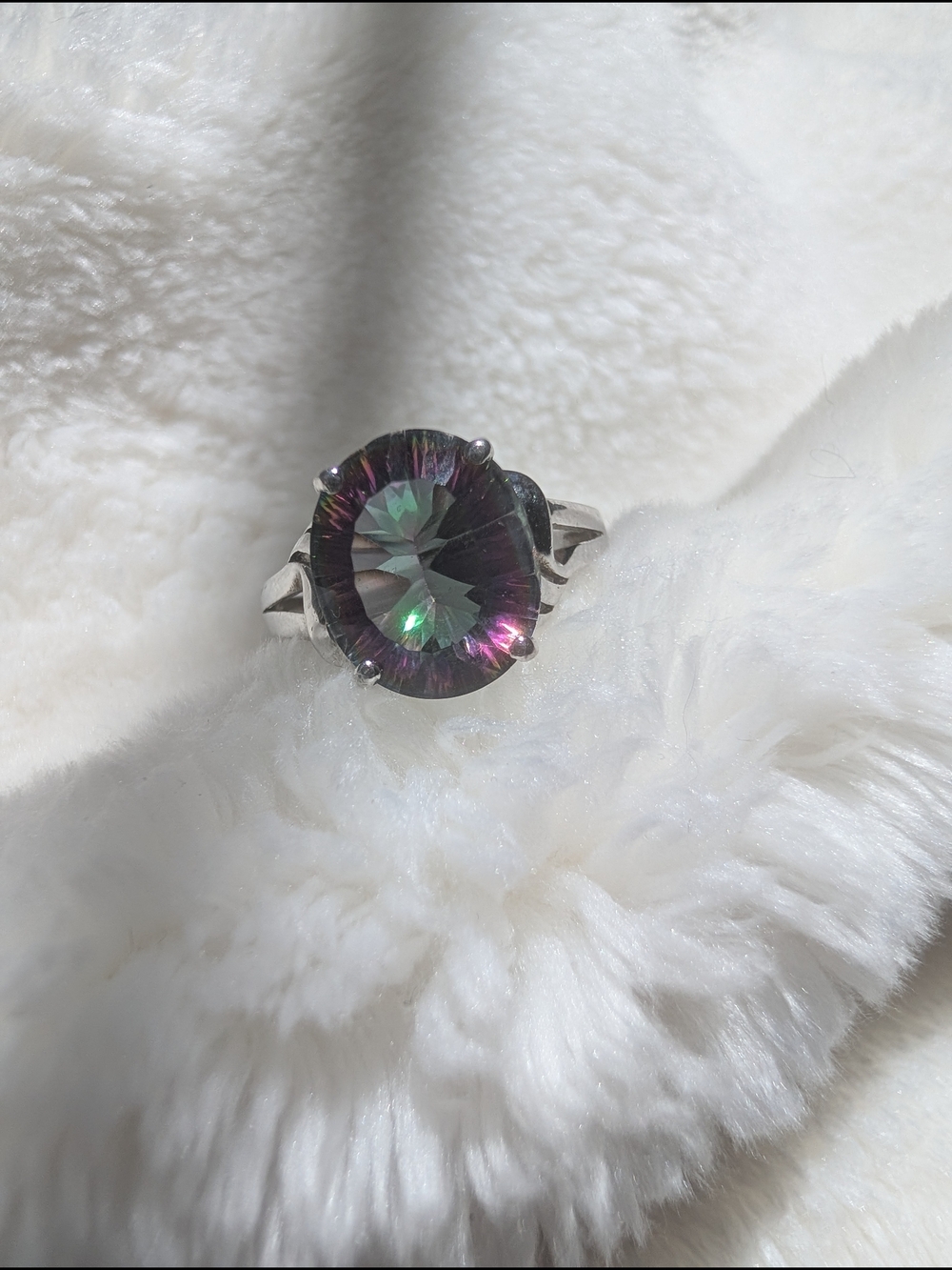 Mystic Topaz Silver-Tone Statement Ring - Multicolor